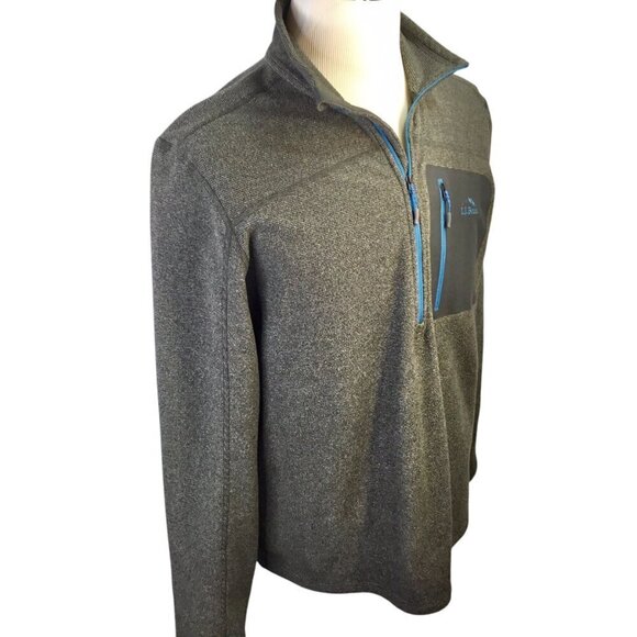 L.L. Bean North Ridge Slightly Fitted 1/4 Zip Fleece Pullover Sweater Gray Blue - Picture 3 of 7